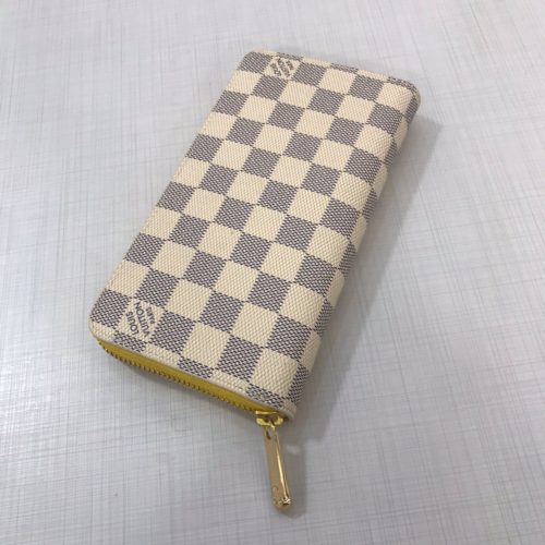 White checker  Leather Wallet